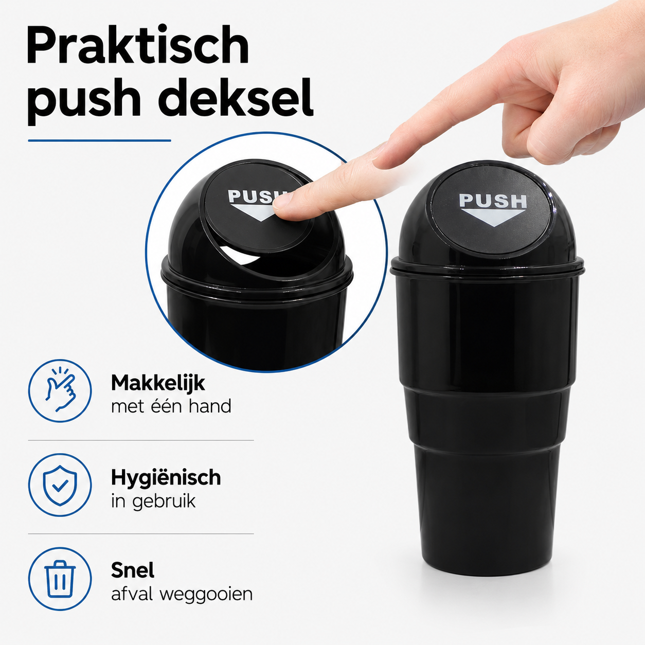 Pushdeksel auto prullenbak