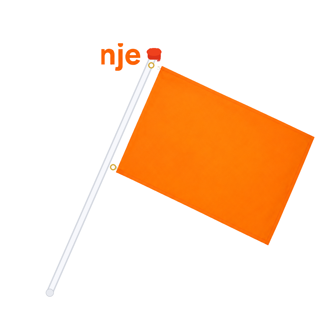 Kale productfoto van oranje supportersvlag